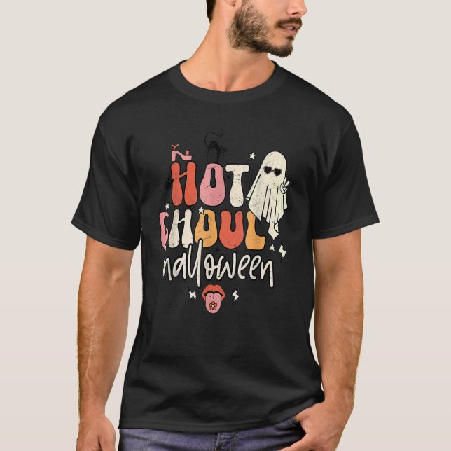 Retro Groovy Hot Ghoul Halloween Costumes Outfit T-Shirt (Front)