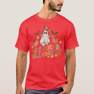 Retro Groovy Hot Ghoul Halloween Ghost Pumpkin Fal T-Shirt