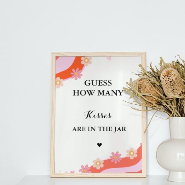 Retro Groovy how many kisses bridal shower game Poster (Creator Uploaded)