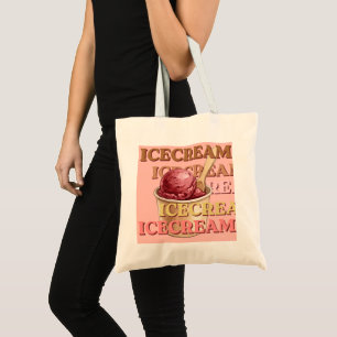 "Retro Groovy Ice Cream Social" Aesthetic tote bag