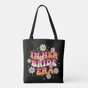 Retro Groovy In Her Bride Era 70s Bachelorette  Tote Bag