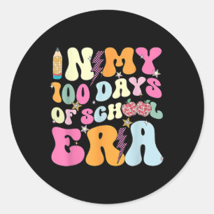 Retro Groovy In My 100 Days Of School Era 100 Days Classic Round Sticker