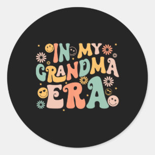 Retro Groovy In My Grandma Era Grandma Mothers Day Classic Round Sticker