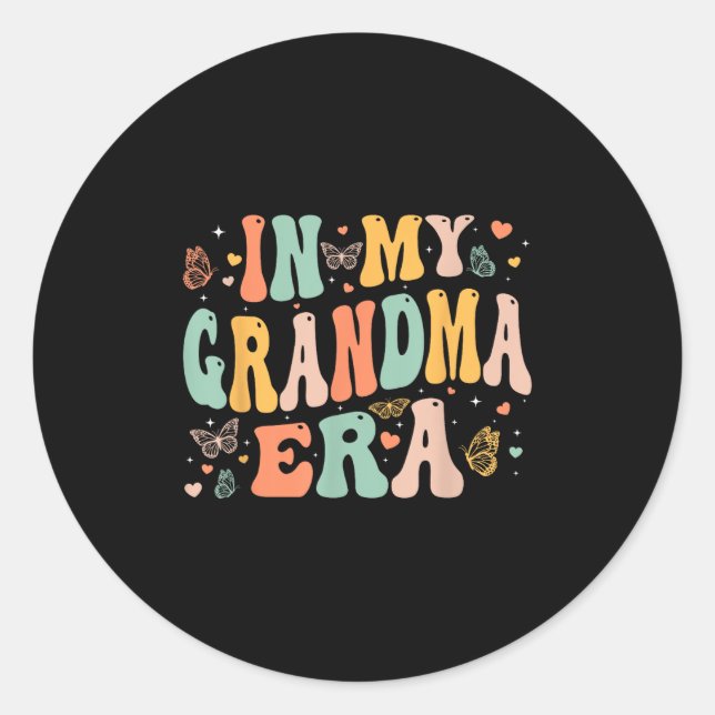 Retro Groovy In My Grandma Era Mother's Day Women  Classic Round Sticker (Front)