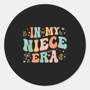 Retro Groovy In My Niece Era Mother's Day Kids Gir Classic Round Sticker