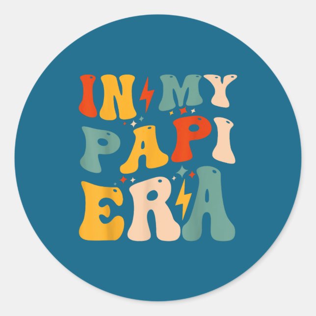 Retro Groovy In My Pa Era Funny Father's Day Mens  Classic Round Sticker (Front)