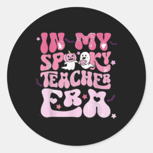 Retro Groovy In My Spooky Teacher Era Funny Hallow Classic Round Sticker