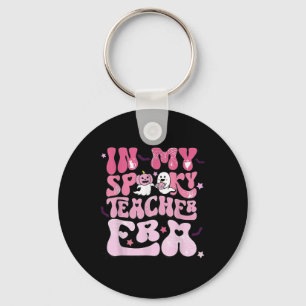Retro Groovy In My Spooky Teacher Era Funny Hallow Key Ring