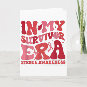 Retro Groovy In My Survivor Era Red Ribbon Stroke  Card
