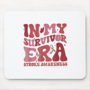 Retro Groovy In My Survivor Era Red Ribbon Stroke Mouse Mat