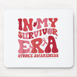Retro Groovy In My Survivor Era Red Ribbon Stroke Mouse Mat
