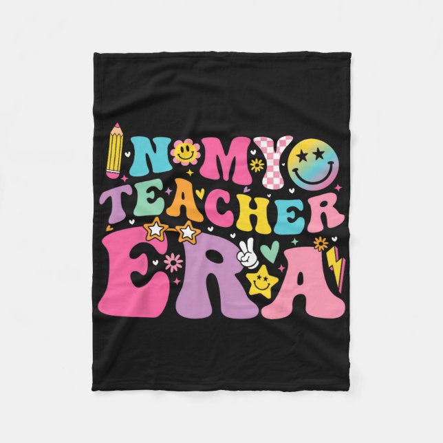 Retro Groovy In My Teaching Era Best Teacher Appre Fleece Blanket (Front)