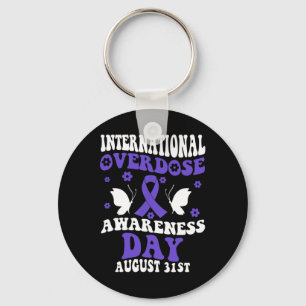 Retro Groovy International Overdose Awareness Day  Key Ring