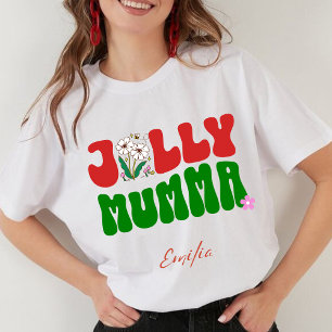 Retro Groovy Jolly Mumma Custom Name Christmas Sweatshirt