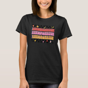 Retro Groovy Kindergarten Teacher Kinder Squad Wom T-Shirt