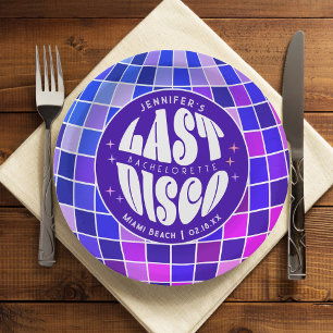 Retro Groovy Last Disco Bachelorette Weekend Party Paper Plate