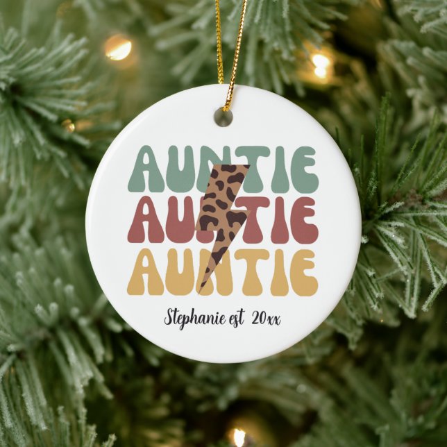 Retro groovy  leopard print  auntie  ceramic tree decoration (Tree)