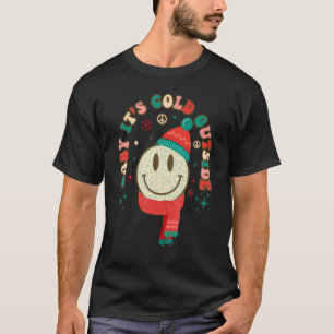 Retro Groovy Leopard Smile Face  Saying Christmas T-Shirt