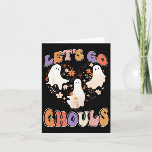 Retro Groovy Let's Go Ghouls Fun Halloween Couples Card