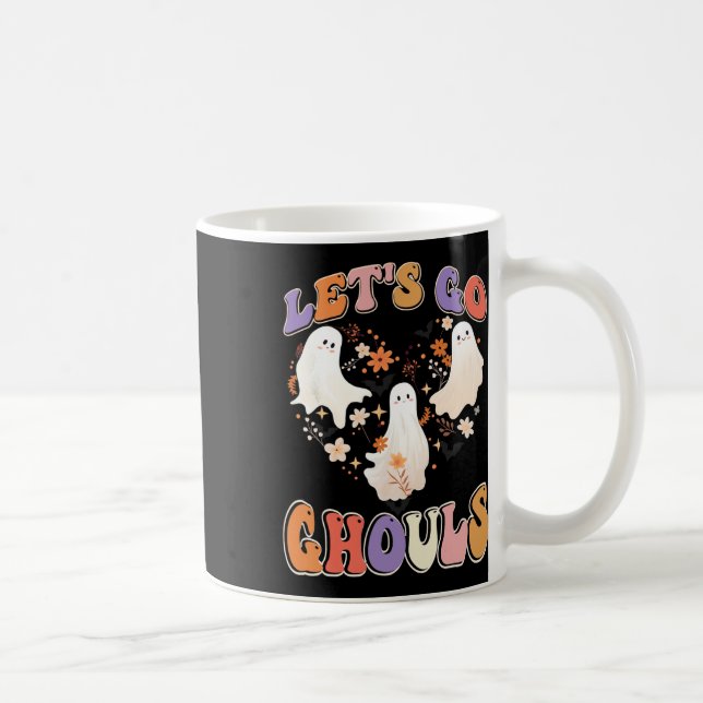 Retro Groovy Let's Go Ghouls Fun Halloween Couples Coffee Mug (Right)