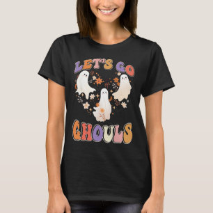 Retro Groovy Let's Go Ghouls Fun Halloween Couples T-Shirt