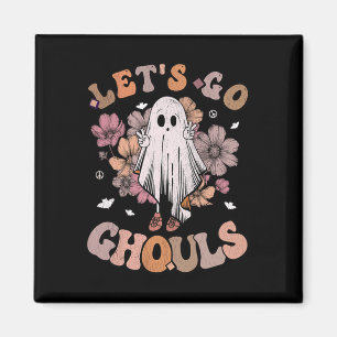 Retro Groovy Let's Go Ghouls Ghost 70s Hippie Hall Magnet