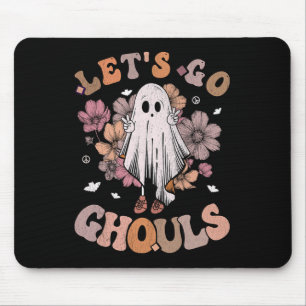 Retro Groovy Let's Go Ghouls Ghost 70s Hippie Hall Mouse Mat
