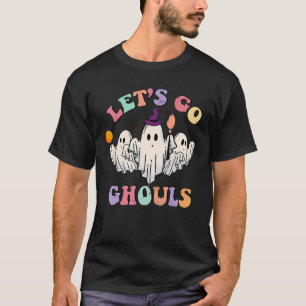 Retro Groovy Let's Go Ghouls Halloween Ghost Outfi T-Shirt