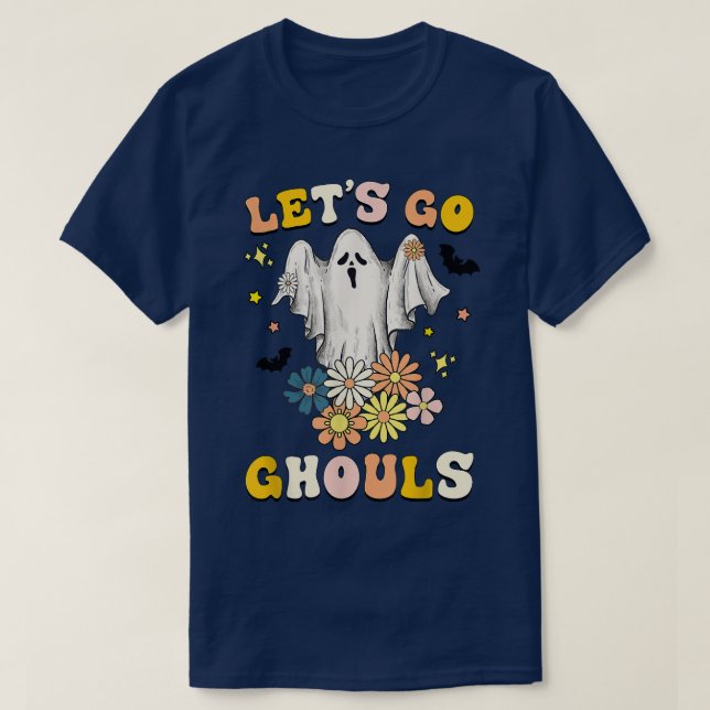 Retro Groovy Let's Go Ghouls Halloween Ghost Outfi T-Shirt (Design Front)