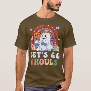 Retro Groovy Let's Go Ghouls Halloween Ghost Outfi T-Shirt