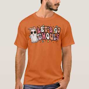 Retro Groovy Let's Go Ghouls Halloween Ghost Outfi T-Shirt
