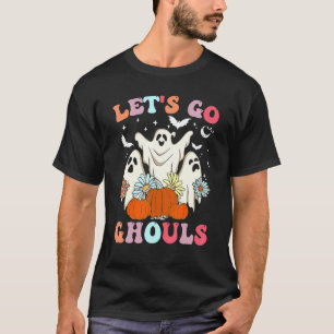 Retro Groovy Let's Go Ghouls Halloween Ghost Outfi T-Shirt