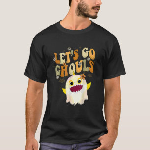 Retro Groovy Let's Go Ghouls Halloween Shark Ghost T-Shirt