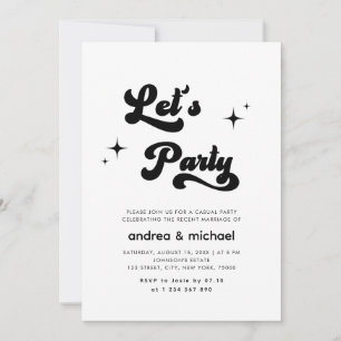 Retro Groovy Let's Party Casual Post Wedding Party Invitation