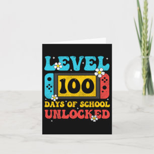 Retro Groovy Level 100 Days Of School Unlocked Gam Card