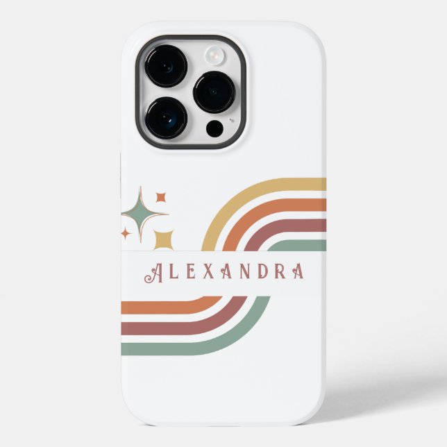 Retro Groovy Lines 70's 80s  Yellow Orange Green Case-Mate iPhone Case (Back)