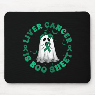 Retro Groovy Liver Cancer Is Boo Sheet Ghost Green Mouse Mat
