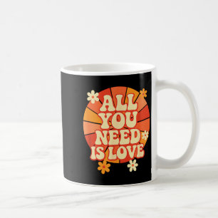 Retro Groovy Love Is All Around 70s Vintage Valent Coffee Mug