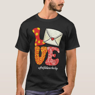 Retro Groovy LOVE Letter Envelope Leopard Postal W T-Shirt