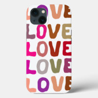 Retro groovy LOVE wavy letters repeat pattern