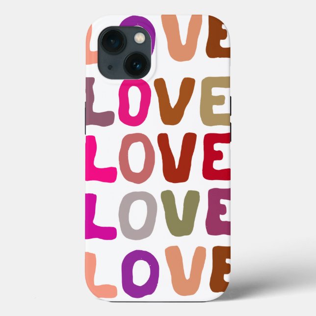 Retro groovy LOVE wavy letters repeat pattern Case-Mate iPhone Case (Back)