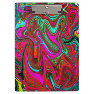 Retro Groovy Magenta, Red and Blue Abstract Art Clipboard
