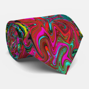 Retro Groovy Magenta, Red and Blue Abstract Art Tie