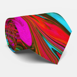Retro Groovy Magenta, Red and Blue Abstract Art Tie