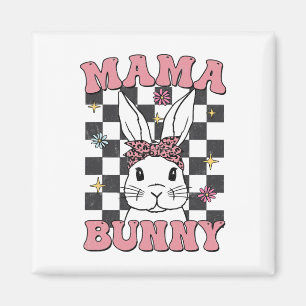Retro Groovy Mama Bunny Matching Family Easter Mum Magnet