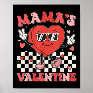 Retro Groovy Mama Is My Valentine Cute Heart Boys Poster