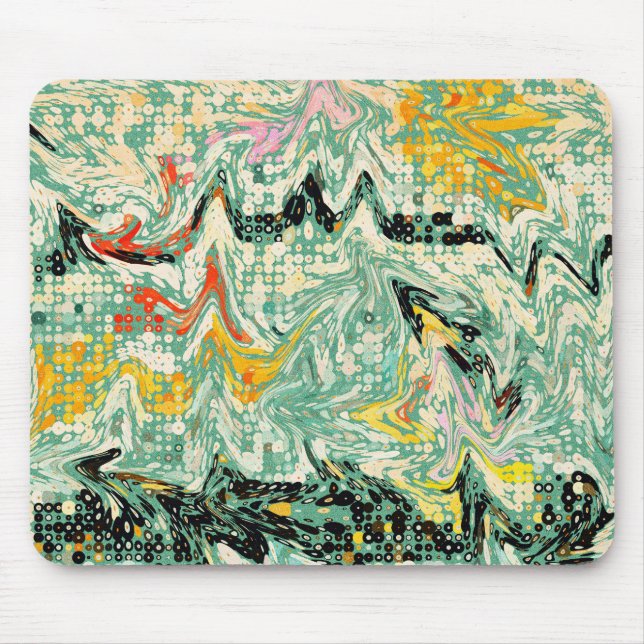 Retro Groovy Marbled Swirl Abstract Pattern Mouse Mat (Front)