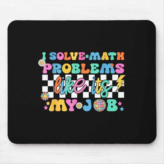 Retro Groovy Math Teacher Funny Back To School Gif Mouse Mat (Front)