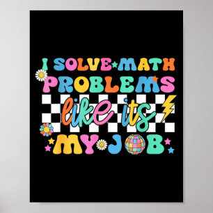 Retro Groovy Math Teacher Funny Back To School Gif Poster