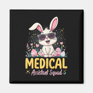 Retro Groovy Medical Istant Squad Bunny Ear Flower Magnet
